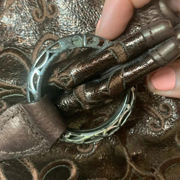 Brighton Retired Valencia Floral Embroidered
Metallic Brown Leather Bag - Picture 12 of 12